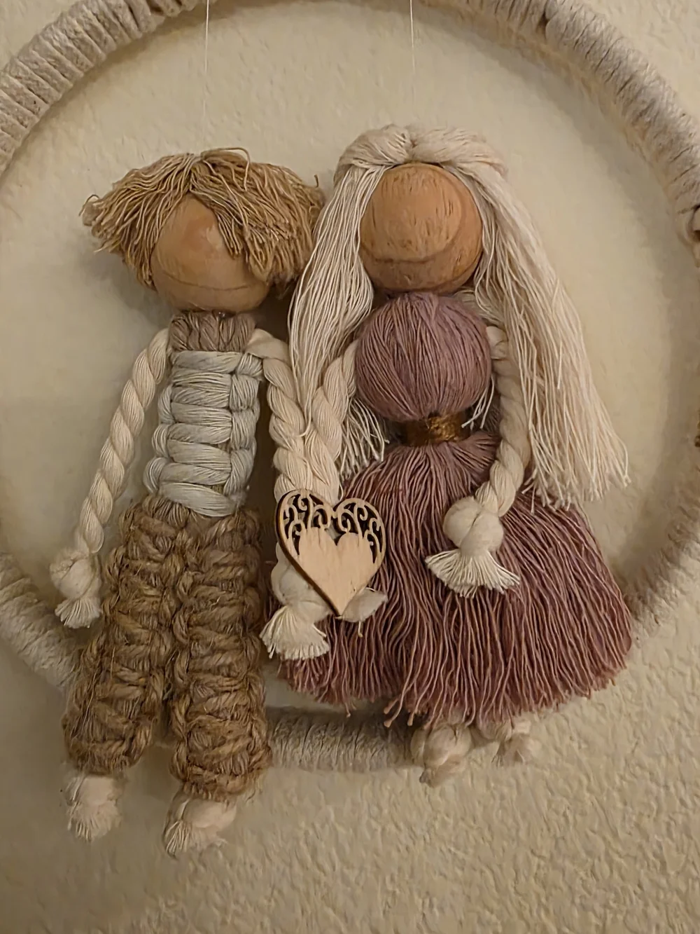 Macramé Couple Portrail Wall Hanging Love Handmade Boho Cottagecore